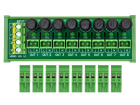 DIN Rail Mount AC 24 - 250V 8 Channel Pluggable Side Wiring Terminal Block Power Distribution Fuse Module, HCDC HD065RT