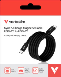 Charging cable, USB-C/USB-C, 1.2m, blackSync&amp;Charge, 100W, 480MBit/s, Magnetic