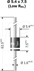 SBX2040-3G Schottky rectifier diode, 40 V, 20 A, axial Ø5.4 x 7.5 mm