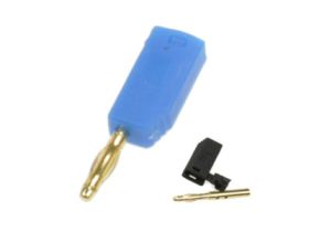 Wtyk bananowy; 2mm; 25.206.5; niebieski; 26,5mm; lutowany; wtykany (gniazdo bananowe 2mm); 10A; 60V; mosiądz złocony; PE; Amass;