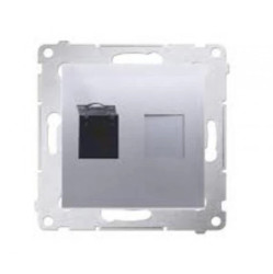 Simon 54 Gniazdo komputerowe pojedyncze RJ45 kat.6 z przesłoną srebrny mat D61.01/43