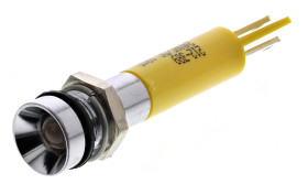Lampka kontrolna do montażu panelowego, Żółta 8mm LED Chrom Końcówka lutownicza RS PRO