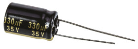 Kondensator 330μF 35V dc Radialny, Otwór przelotowy Panasonic roztaw: 5mm 10 (Dia.) x 16mm