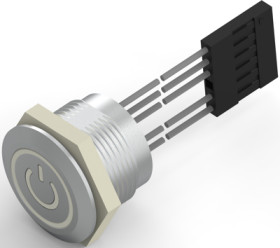 Vandal-proof pushbutton switch, 1 pole, silver, illuminated  (red), 1 A/24 VDC, mounting Ø 19.2 mm, IP68, 2342835-2