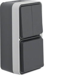 Berker W.1 Łącznik seryjny z gniazdem SCHUKO pionowy kompletny IP55 biały 47903515