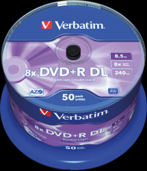 43758 DVD+R 8.5 GB, double layer, spindle pack of 50