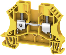 Through terminal block, screw connection, 0.5-10 mm², 2 pole, 41 A, 8 kV, yellow, 1040220000