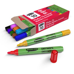 Show-me Assorted Medium Tip Drywipe Pens - Pack of 10
