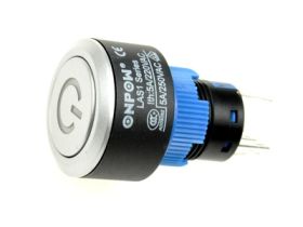 Przełącznik; przyciskowy; LAS1-AWY-11T/G/12V; ON-(ON); srebrny stalowy; podświetlenie LED 12V; zielony; do lutowania; 2 pozycje;