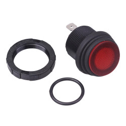 Red illuminated 230V Waterproof Round 20mm Rocker Switch IP68 SPST 16A