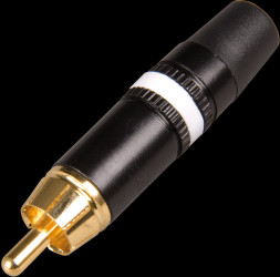 NYS373-9 RCA plug, black, white colour ID ring