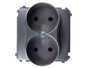Simon Basic Gniazdo podwójne b/u 16A IP20 stal inox BMG2M.01/21