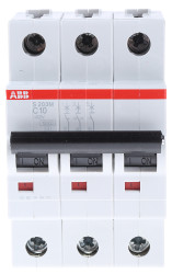 Wyłącznik nadprądowy MCB, Typ C, 3-biegunowy, 10A, 440V, 12V, na szynę DIN, ABB S203M-C10, S200M