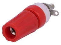 BAN-GB-15R Gniazdo bananowe, laboratoryjne - dł. całkowita 45mm - czerwone (15A)