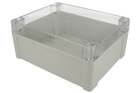 Obudowa; uniwersalna; ZP240.190.105JpH-TM; ABS / poliwęglan; 240mm; 190mm; 106mm; jasnoszary; przezroczysty; hermetyczna; przezr