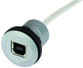 USB 2.0 cable for front panel mounting, USB socket type B to USB plug type B, 2 m, silver, 09454521913