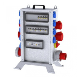 Rozdz. budowlana elTOWER-L W63-012209 IP44 wtyk CEE 63A gn: 9xGK 230V 16A 2xCEE 16A 2xCEE 32A 1xCEE 63A 2xRCCB 10kA 58427010