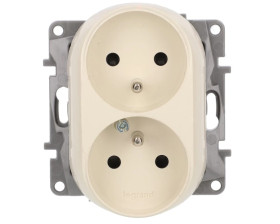 NILOE Gniazdo podwójne z/u z przesłonami kremowe 764642
