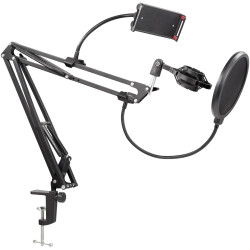 Renkforce RF-4738578 RF-MCS-200 Microphone desk stand Black Metal Durable