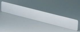 Front/rear panel, straight, aluminum, (W x H) 357.8 x 46.3 mm, 1 U/63 HP, gray, A0316370