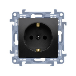 Simon 10 Gniazdo wtyczkowe Schuko pojedyncze (moduł) 16A, 250V, zaciski śrubowe czarny mat CGSZ1.01/49