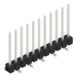 Pin header, 11 pole, pitch 2.54 mm, angled, black, 10047870