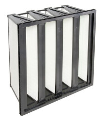 Filtr panelowy F7 wymiary rzeczywiste 287 x 592 x 296mm typu V wymiary 287 x 592 x 296mm głębokość 296mm