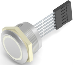 Vandal-proof pushbutton switch, 1 pole, silver, illuminated  (RGB), 1 A/24 VDC, mounting Ø 22.2 mm, IP68, 2342836-1