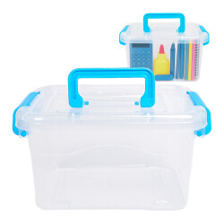 Pudełko do przechowywania z rączką 18,5x13x9,7cm - transparentne - plastikowe - organizer