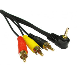 Kabel RCA złącze A: Jack stereo 3,5 mm złącze B: RCA x 3 długość 3m RS PRO Czarny rodzaj A Męskie rodzaj B Męskie