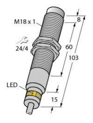 Turck Czujnik indukcyjny nie podtynkowy PNP, Przełącznik NI7-EM18D-VP6X/S120