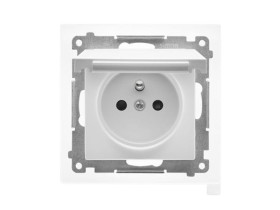SIMON 55 Gniazdo pojedyncze z uziemieniem szybkozłącza IP44 z uszczelką klapka w kolorze biały mat TGZ1BCZ.01/111 KONTAKT SIMON