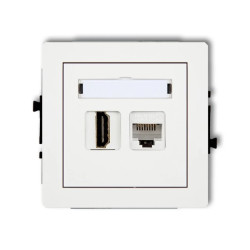 DECO Gniazdo pojedyncze HDMI + Gniazdo komputerowe pojedyncze 1xRJ45, kat. 5e, 8-stykowy biały DGHK