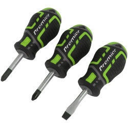 Sealey AK4328HV Premier GripMAX Stubby Screwdriver Set 3pc - Hi-Vis Green