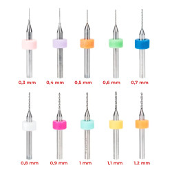 Zestaw mini wiertła precyzyjne PCB 0,3-1,2mm 10szt