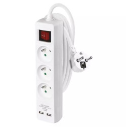 Przedłużacz z wyłącznikiem PVC z portem USB P1312RU