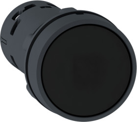 Pushbutton, unlit, groping, 1 Form A (N/O) + 1 Form B (N/C), waistband round, black, front ring black, mounting Ø 22 mm, XB7NA25