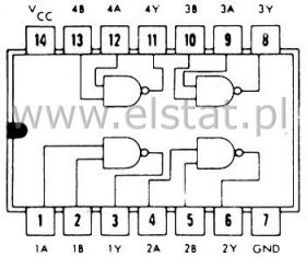 74 LS00 cztery 2-wej bramki NAND DIL14