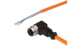 Vkb0r321 Kabel Połączeniowy, 20 M, Gniazdo M12 4-Stykowe Kątowe, Wolny Koniec...