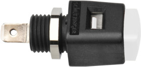Quick pressure clamp, 12.5 mm, white, 30 VAC/60 VDC, 16 A, faston plug, nickel-plated, ESD 498 / WS
