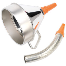 Sealey FM20F Funnel Metal with Flexi Spout and Filter 200mm