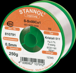 810791 Crystal 511 TC Sn99 Cu1, 0.50 mm Ø 250 g