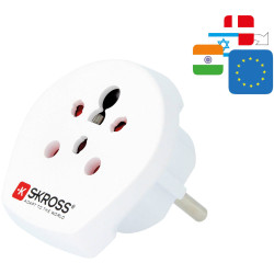 Skross 1.500217-E Travel Adapter India Israel-Denmark to EU devices