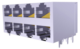 Złącze RJ45 Żeński Złącze RJ45 Montaż na płytce drukowanej Cat5 TE Connectivity, 90° 8-żyłowe