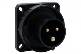 Wtyk przemysłowy tablicowy odbiornikowy 16A 3p 200V-250V /FE/ IP67 czarny
