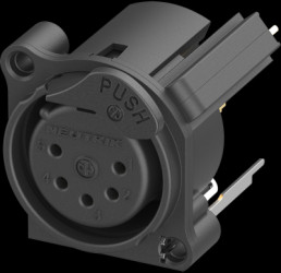 Panel socket, 5 pole, gold-plated, plastic, NC5FAV-SW-AE