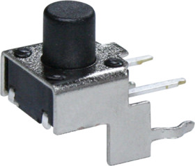 Short-stroke pushbutton, 1 Form A (N/O), 50 mA/12 VDC, unlit , actuator (black, L 3.85 mm), 1.6 N, THT, 1301.9501
