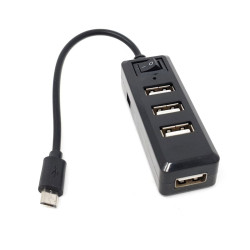 USB Mini Hub with Power Switch - OTG Micro-USB
