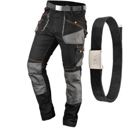 Spodnie robocze HD Slim czarno szare pasek S 81-238-S