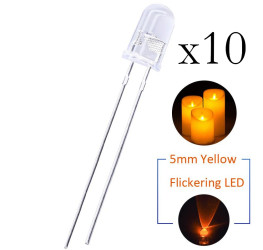 Opencircuit Yellow 5mm flashing LED - 10 pcs